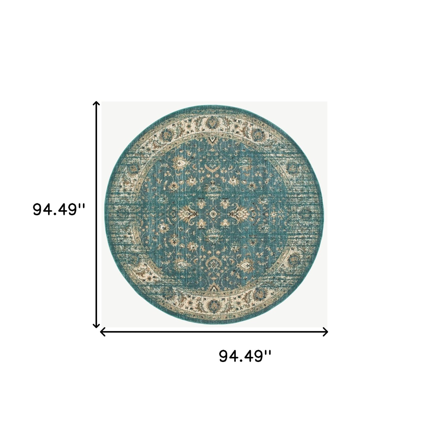10’ X 13’ Peacock Blue And Ivory Indoor Area Rug