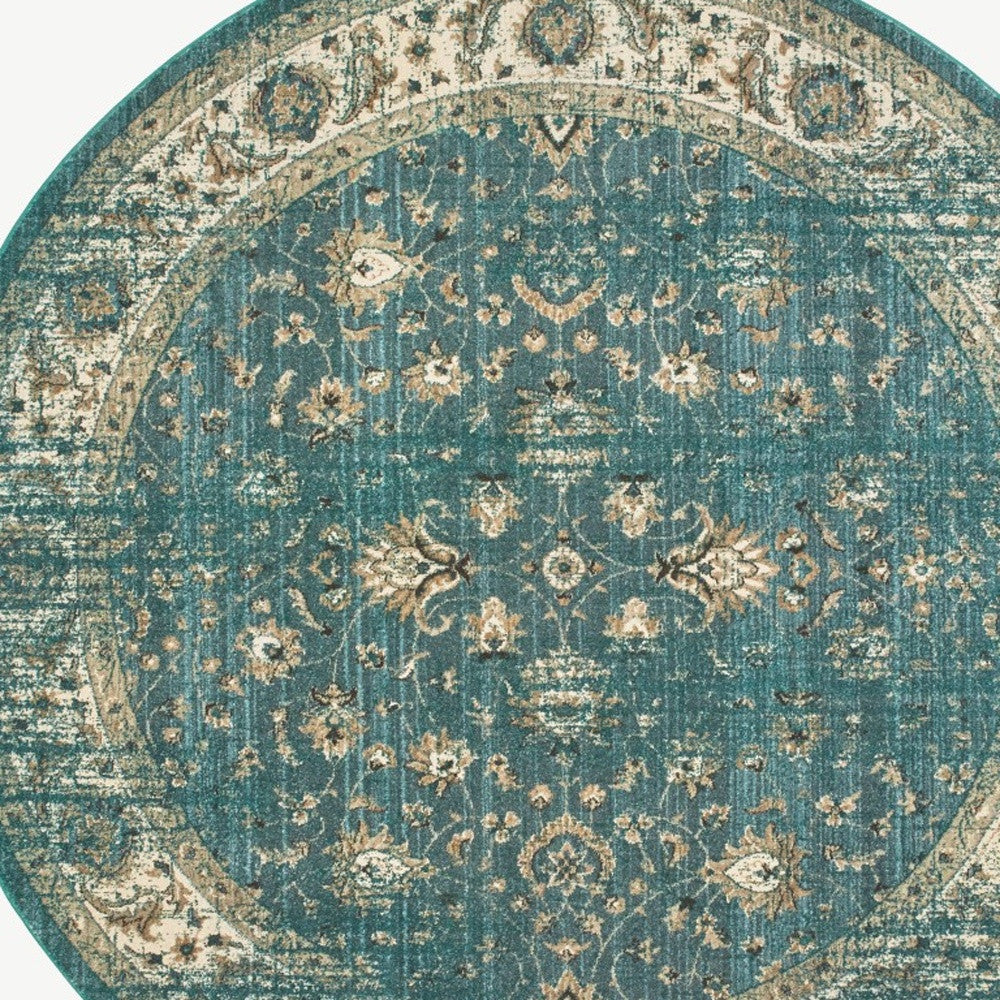 10’ X 13’ Peacock Blue And Ivory Indoor Area Rug