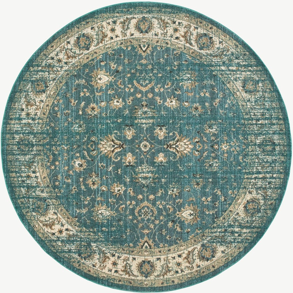 10’ X 13’ Peacock Blue And Ivory Indoor Area Rug
