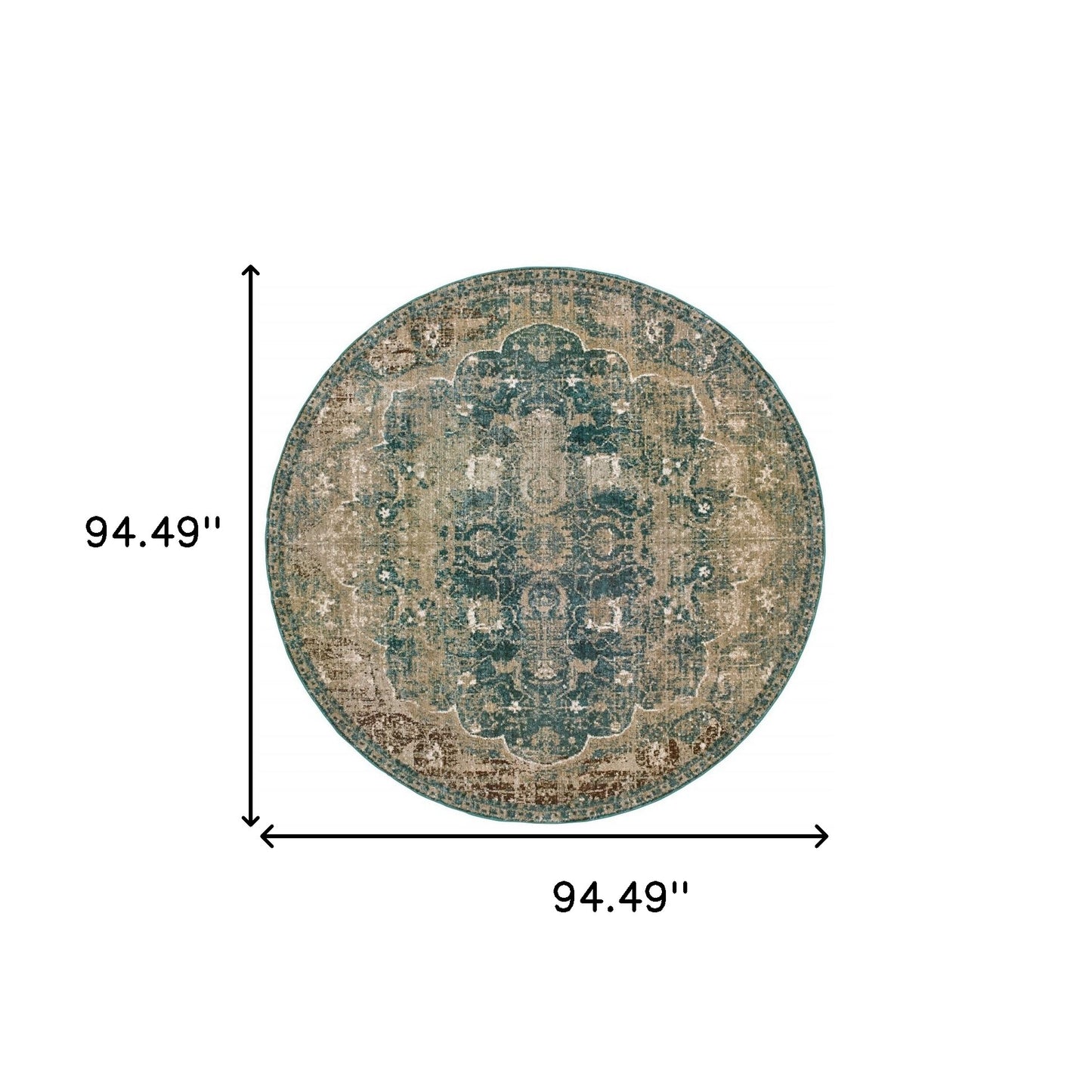 10’ X 13’ Sand And Blue Distressed Indoor Area Rug