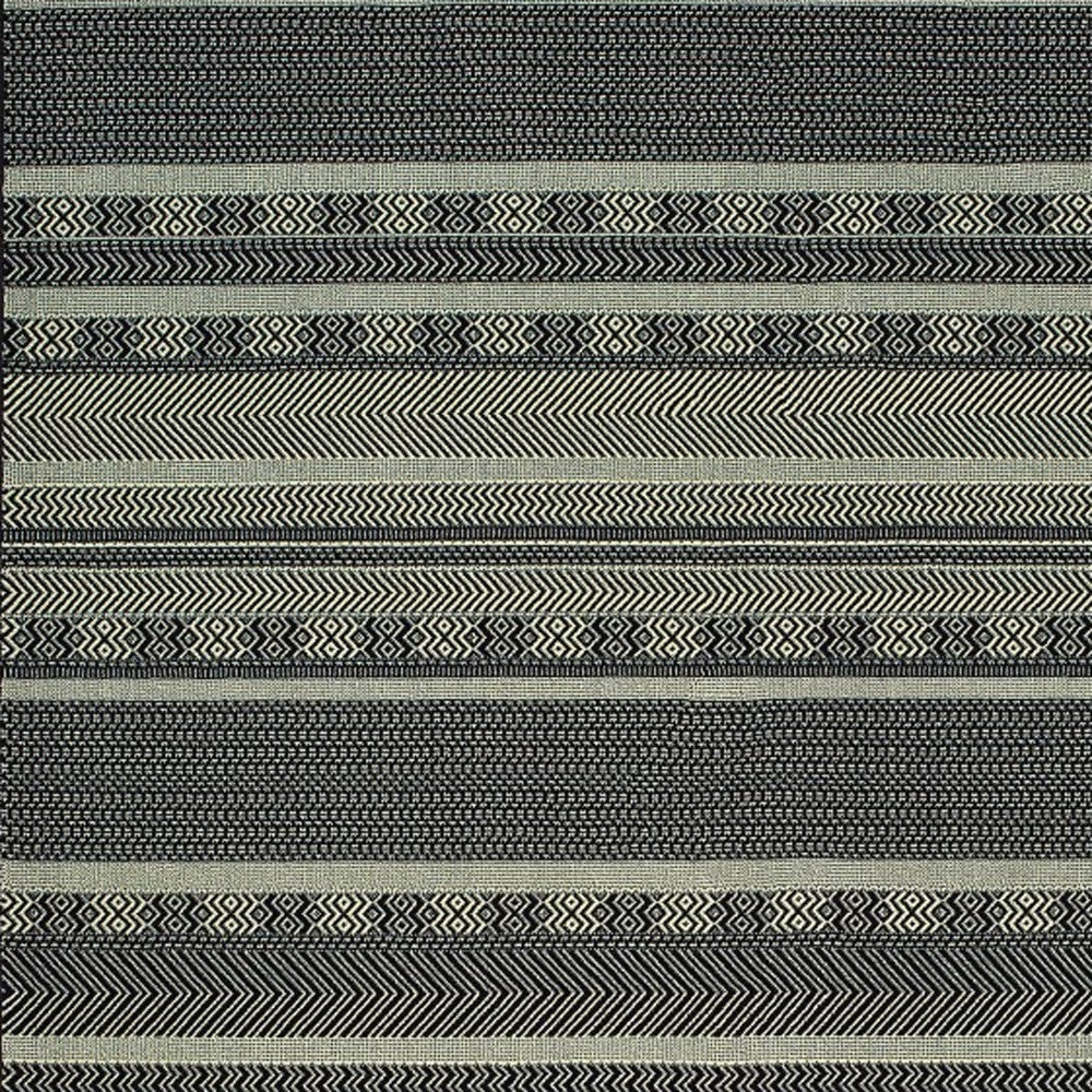 5' X 8' Black Ivory Machine Woven Geometric Indoor Area Rug