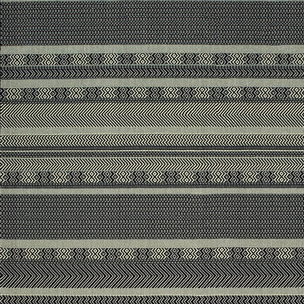 5' X 8' Black Ivory Machine Woven Geometric Indoor Area Rug