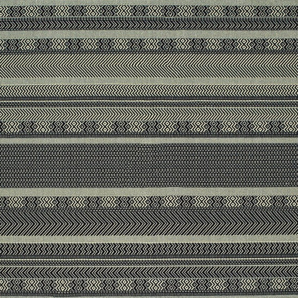 5' X 8' Black Ivory Machine Woven Geometric Indoor Area Rug