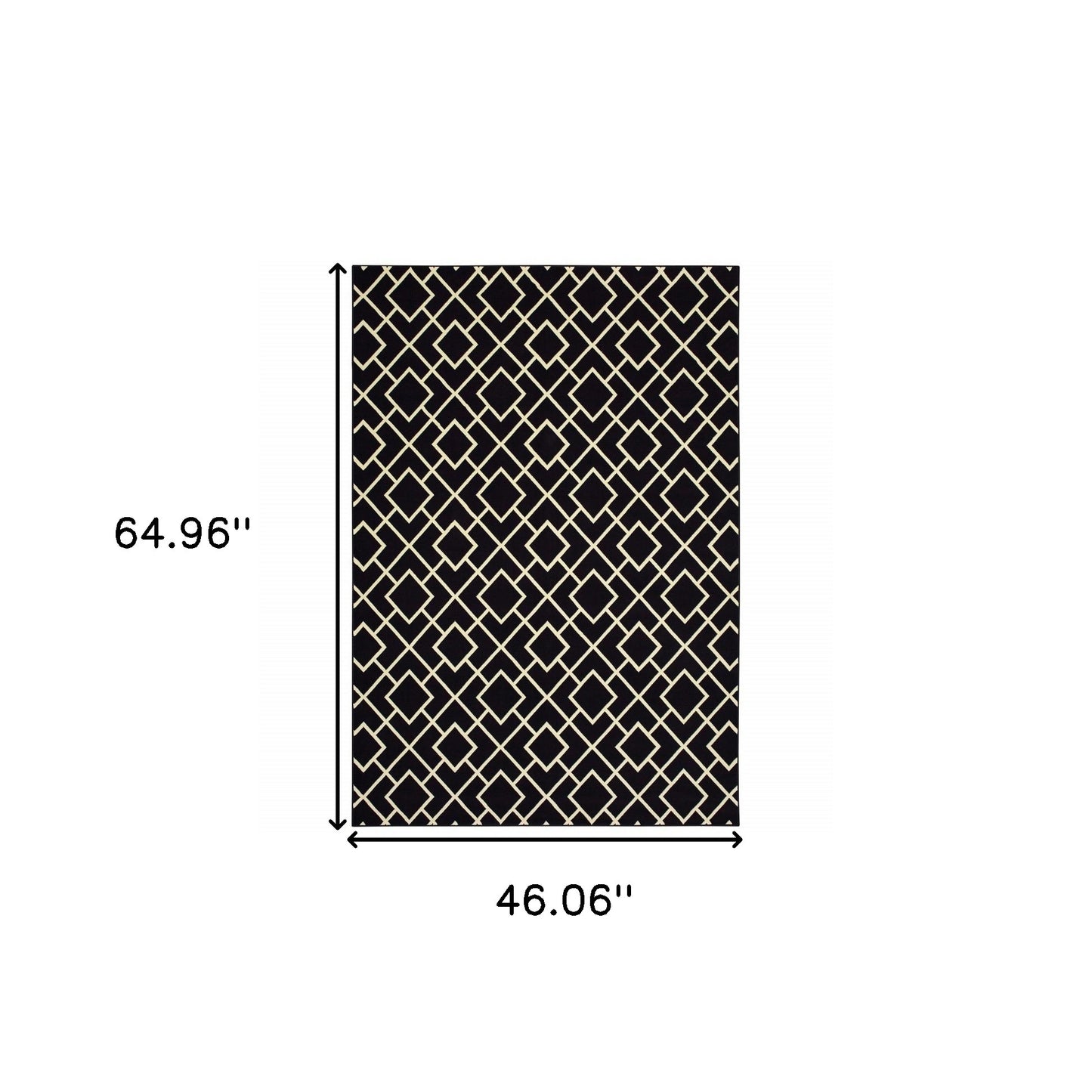 3' X 6' Black Ivory Machine Woven Geometric Diamonds Indoor Area Rug