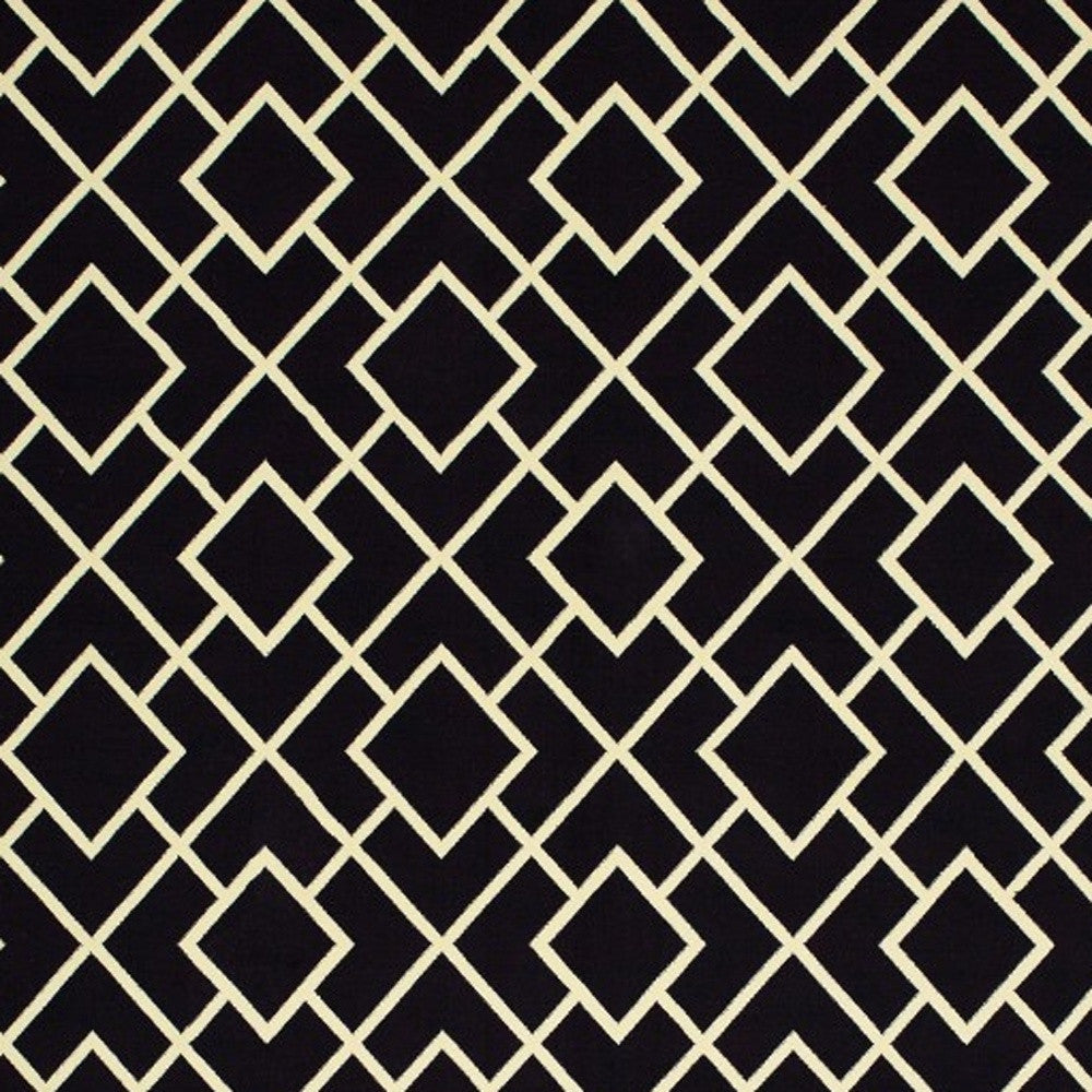 3' X 6' Black Ivory Machine Woven Geometric Diamonds Indoor Area Rug
