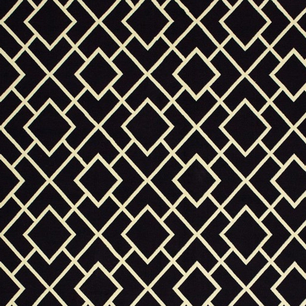 3' X 6' Black Ivory Machine Woven Geometric Diamonds Indoor Area Rug