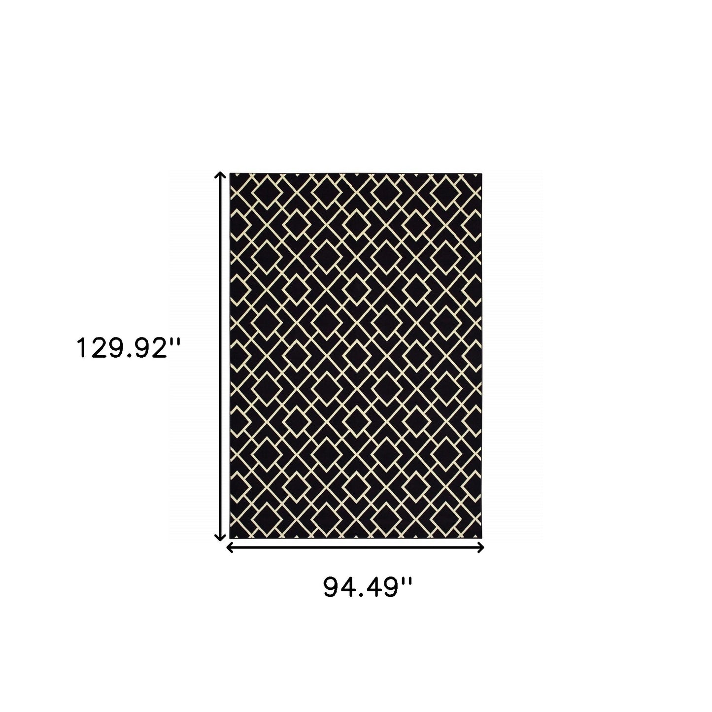 3' X 6' Black Ivory Machine Woven Geometric Diamonds Indoor Area Rug