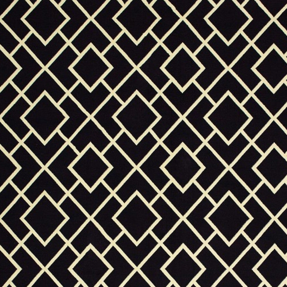 3' X 6' Black Ivory Machine Woven Geometric Diamonds Indoor Area Rug