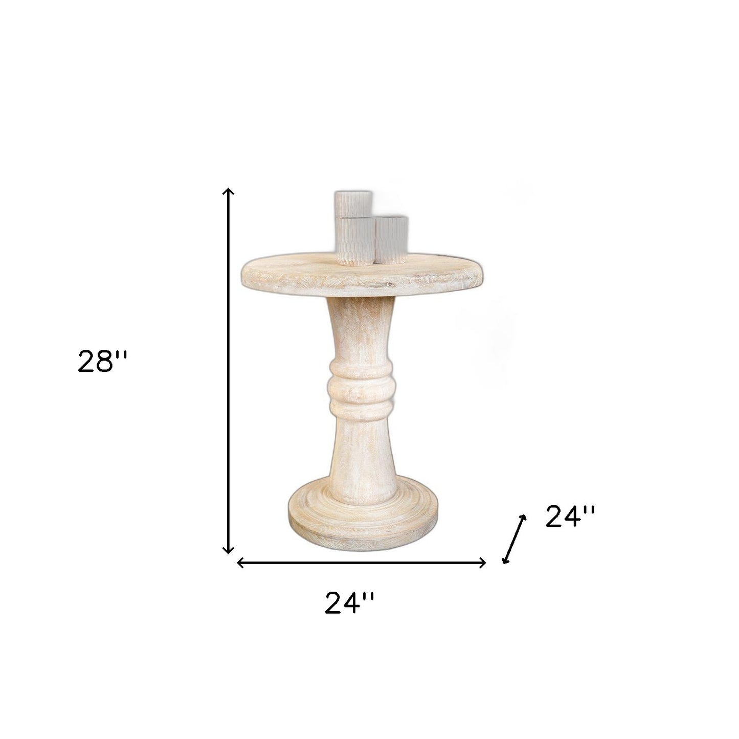 Rustic Natural Turned Pedestal End Table