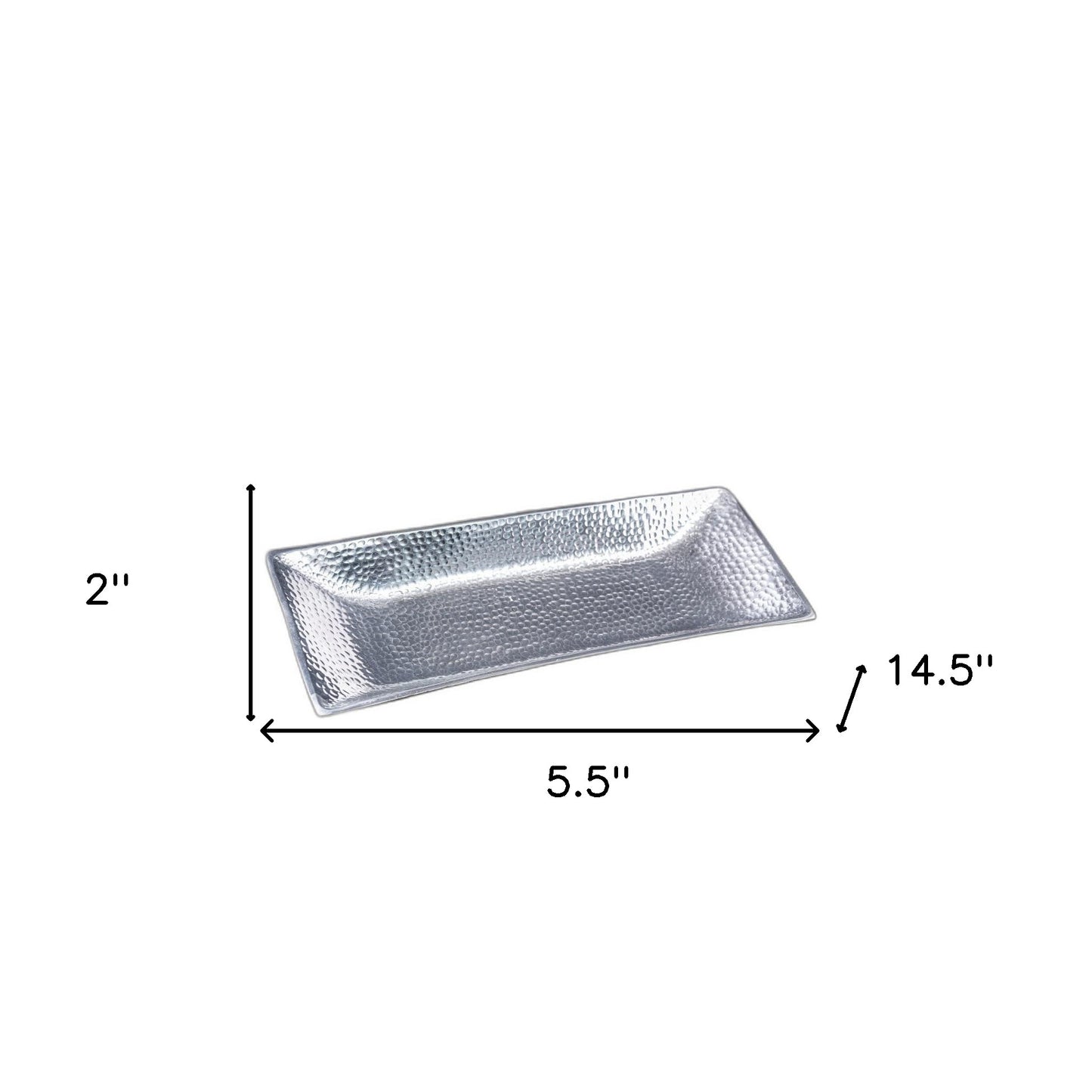 Silver Hammered Rectangle Serving Tray