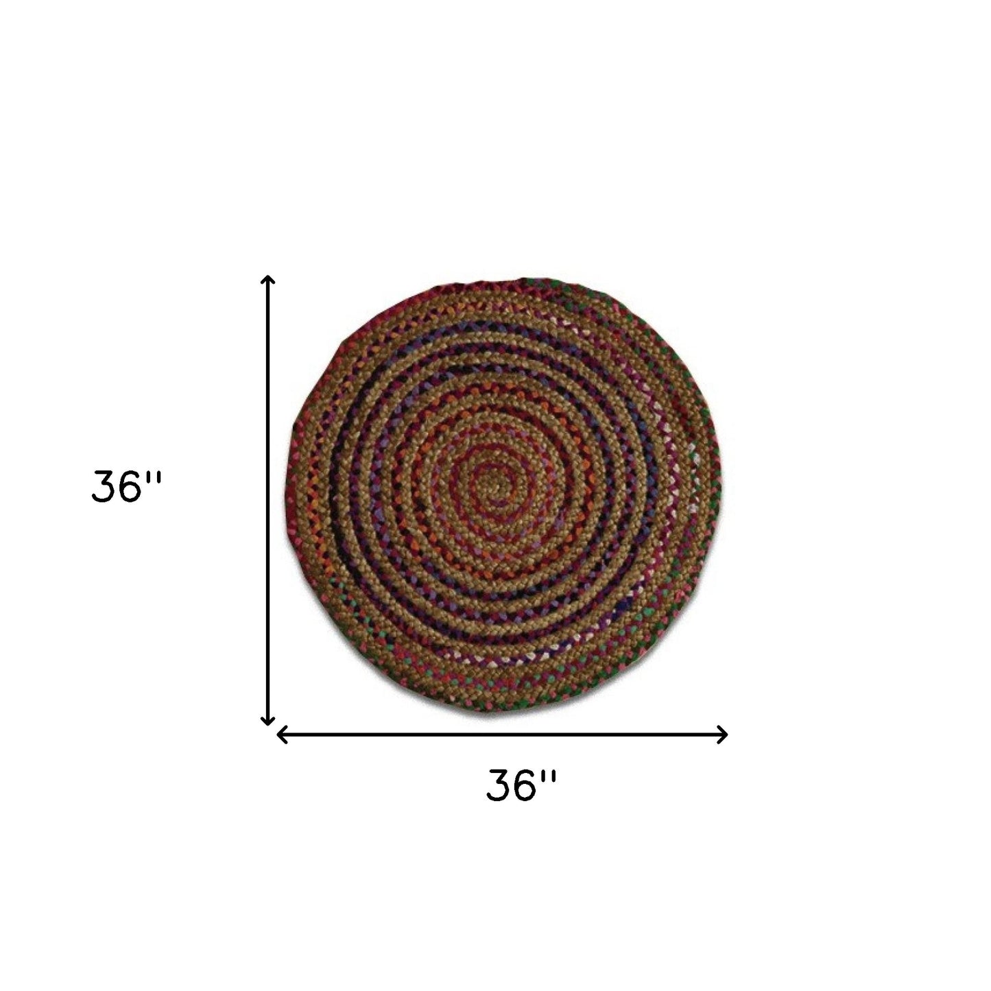 2' X 3' Rainbow Colors Jute Rag Braided Scatter Rug