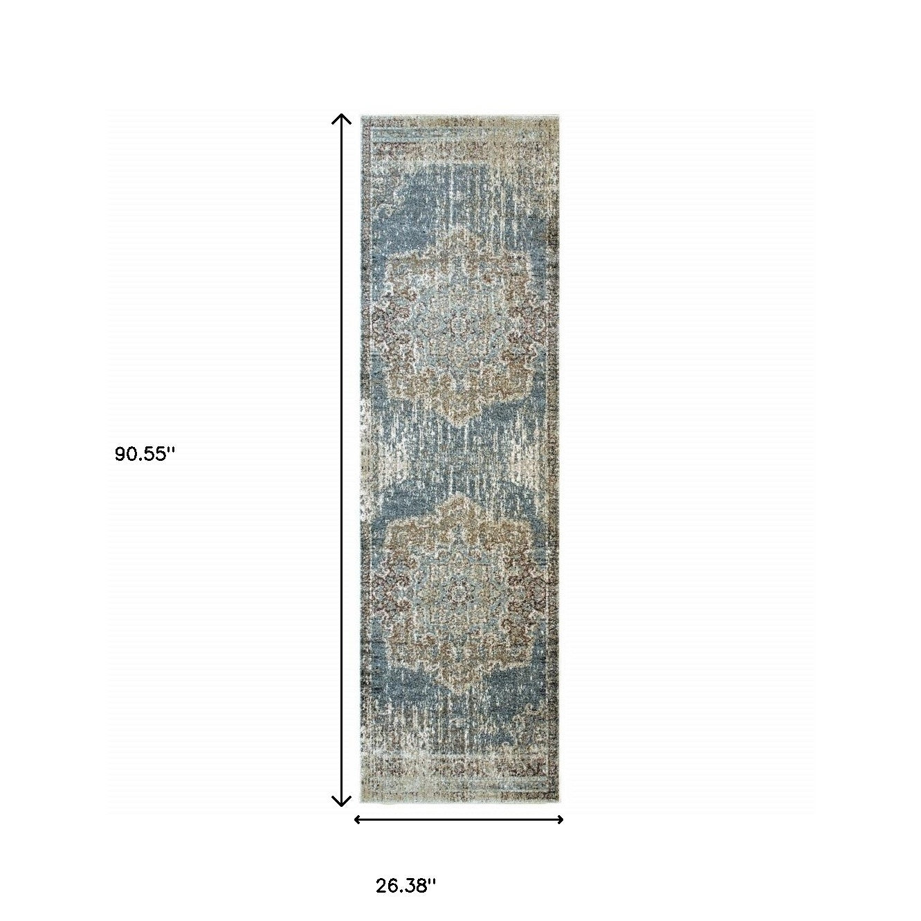 4’X6’ Blue And Ivory Medallion Area Rug