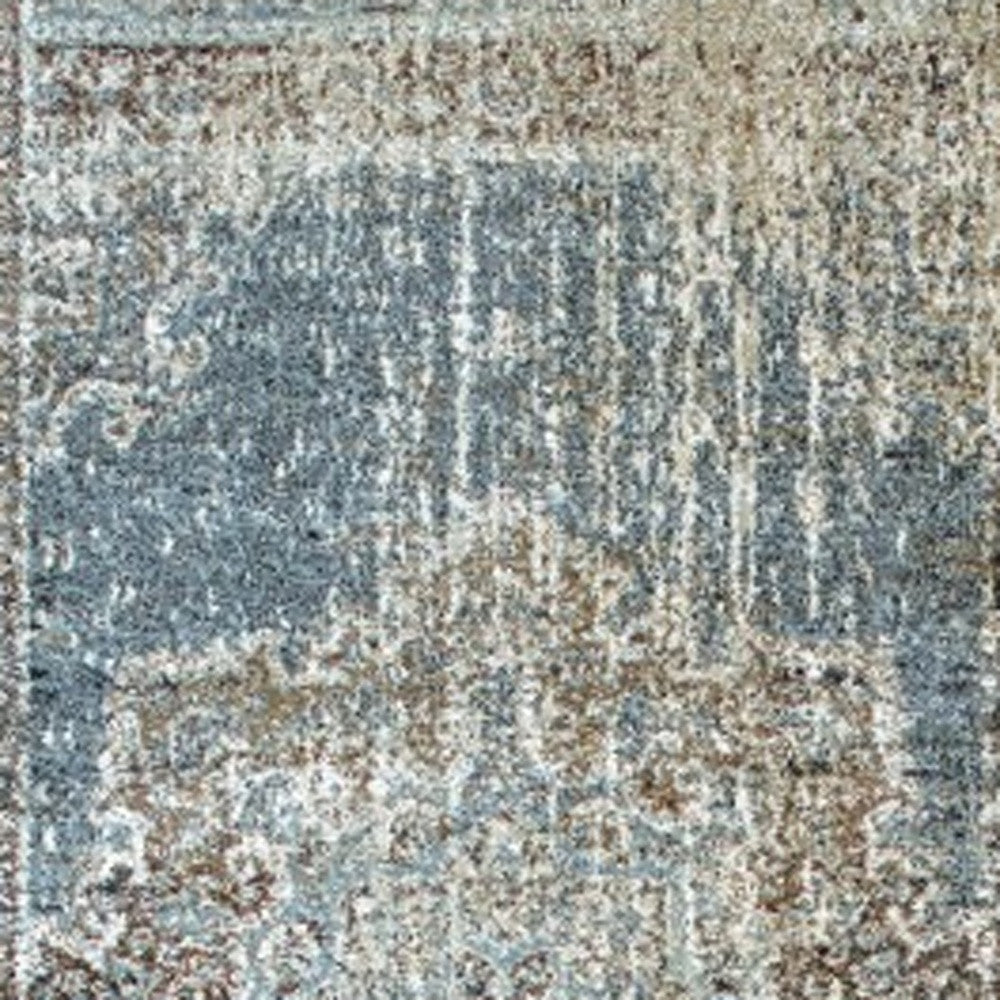 4’X6’ Blue And Ivory Medallion Area Rug