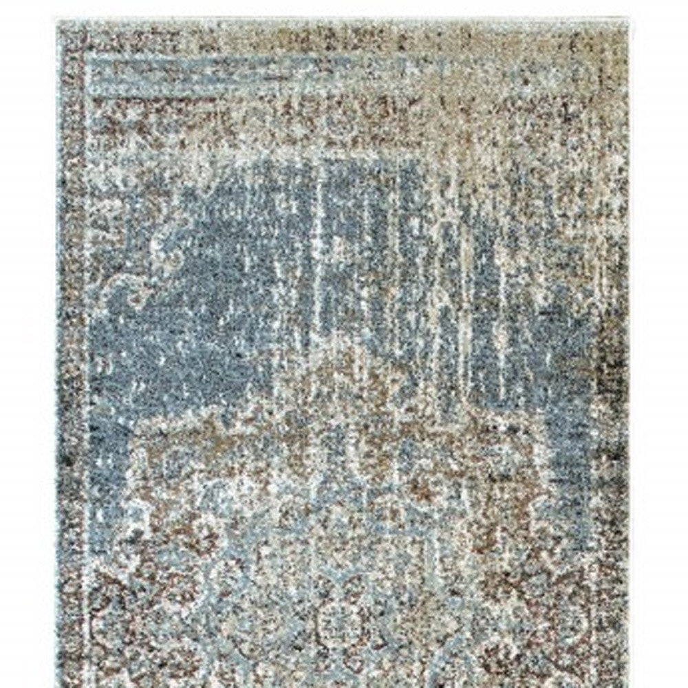 4’X6’ Blue And Ivory Medallion Area Rug