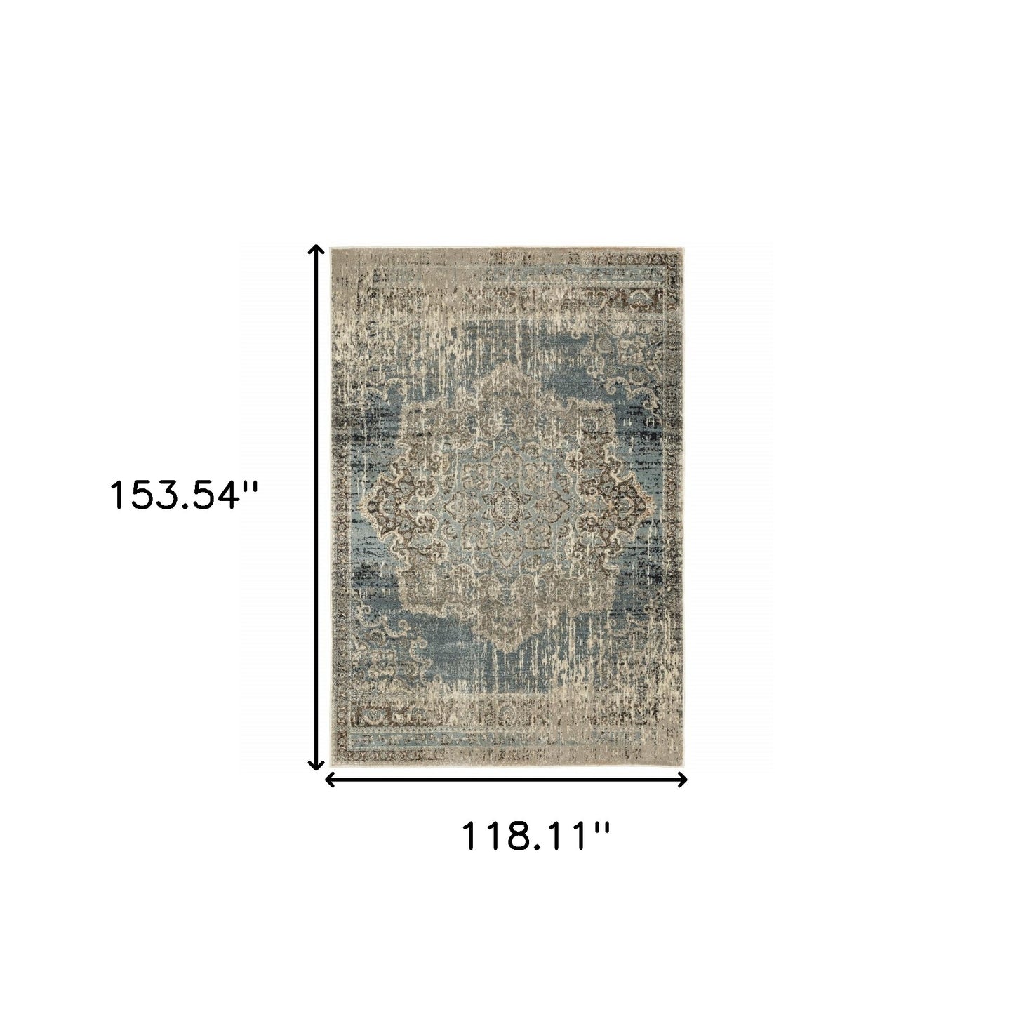 4’X6’ Blue And Ivory Medallion Area Rug