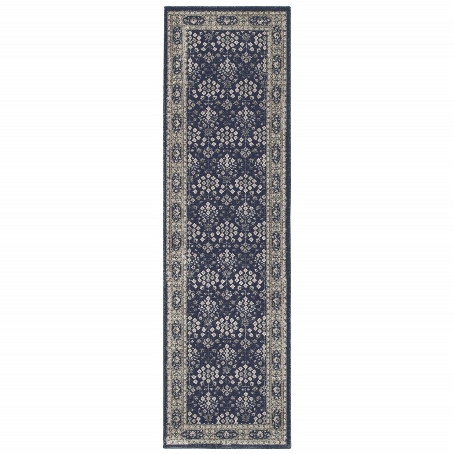 5’X8’ Navy And Gray Floral Ditsy Area Rug
