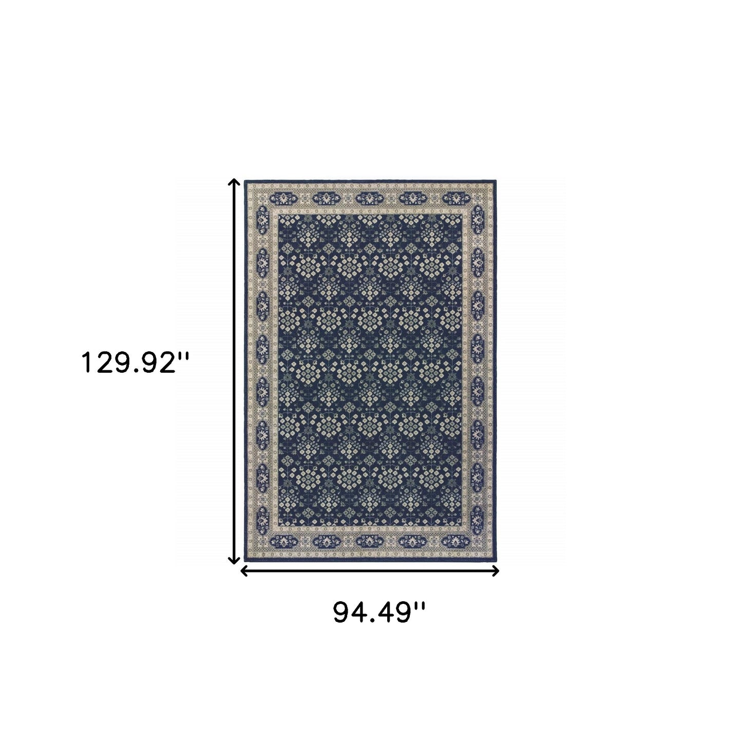 5’X8’ Navy And Gray Floral Ditsy Area Rug