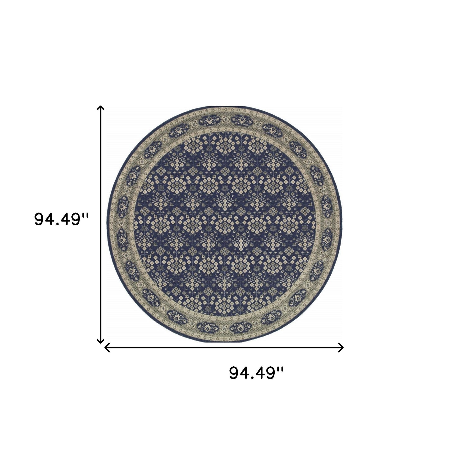5’X8’ Navy And Gray Floral Ditsy Area Rug