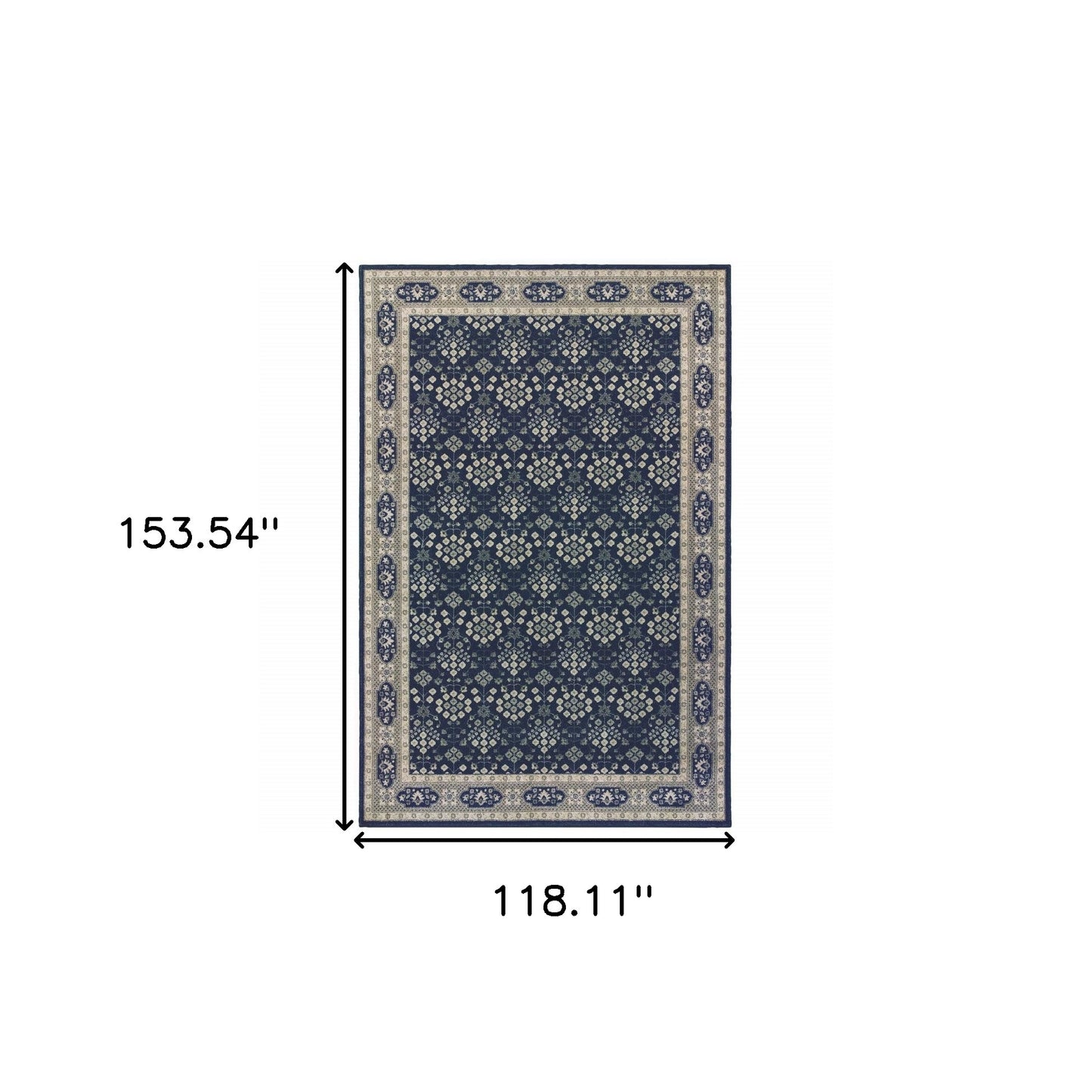 5’X8’ Navy And Gray Floral Ditsy Area Rug