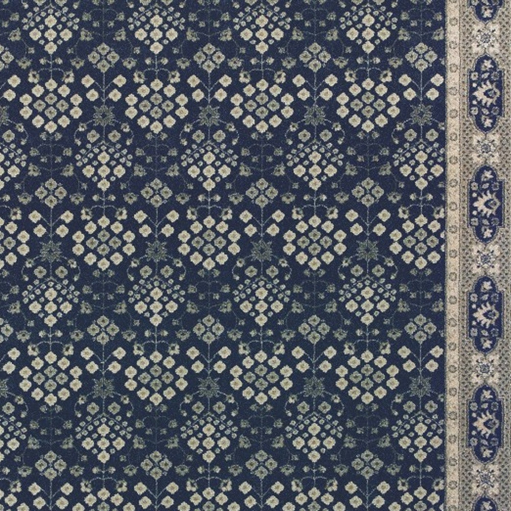 5’X8’ Navy And Gray Floral Ditsy Area Rug
