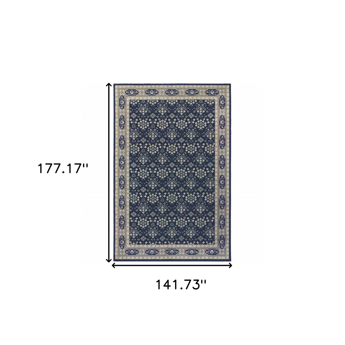 5’X8’ Navy And Gray Floral Ditsy Area Rug