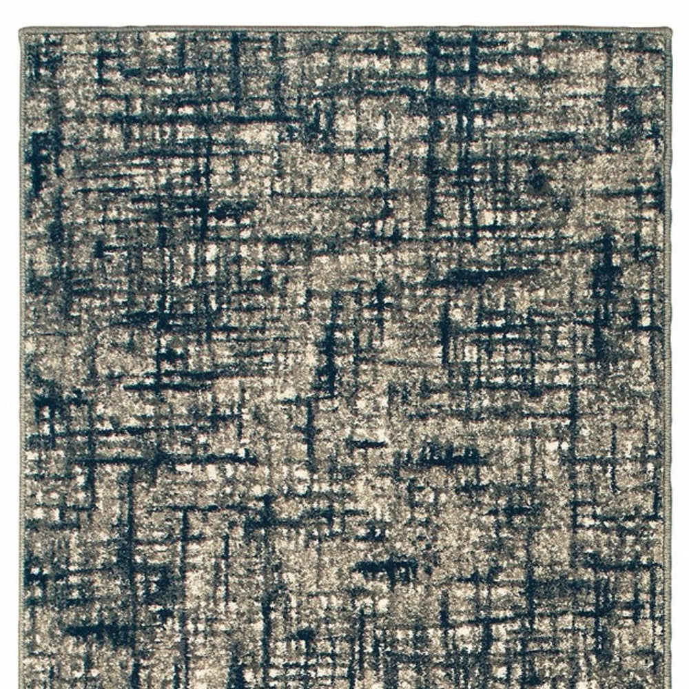 5’X8’ Gray And Navy Abstract Area Rug