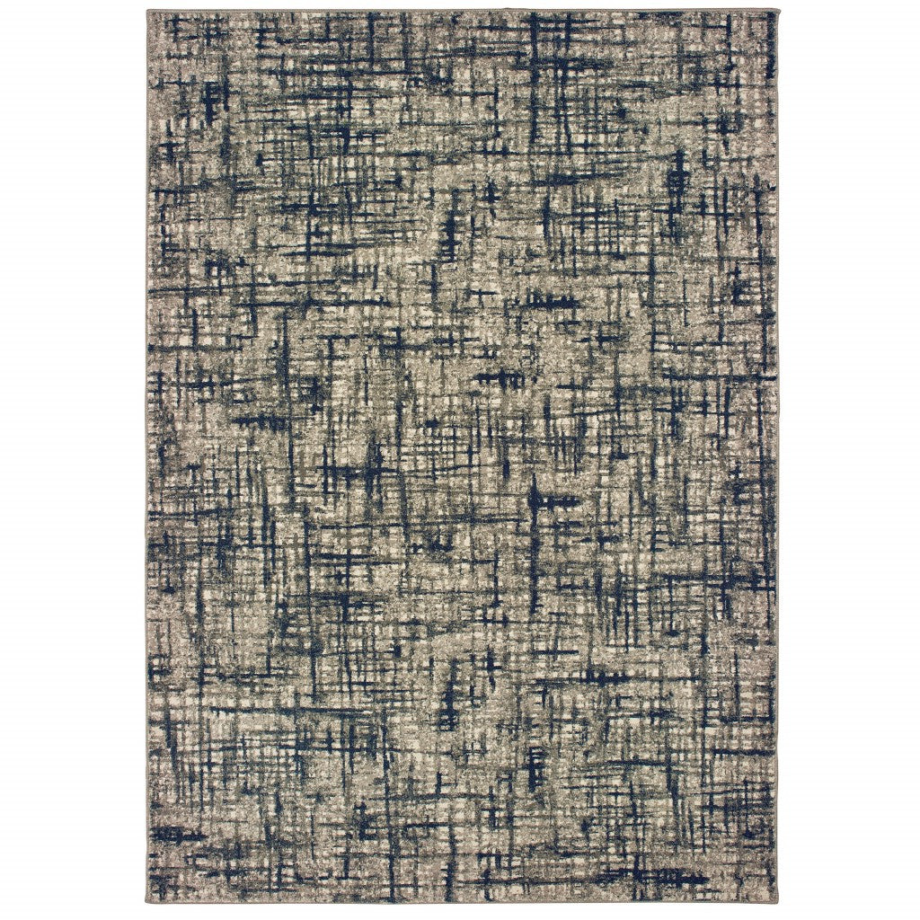 5’X8’ Gray And Navy Abstract Area Rug