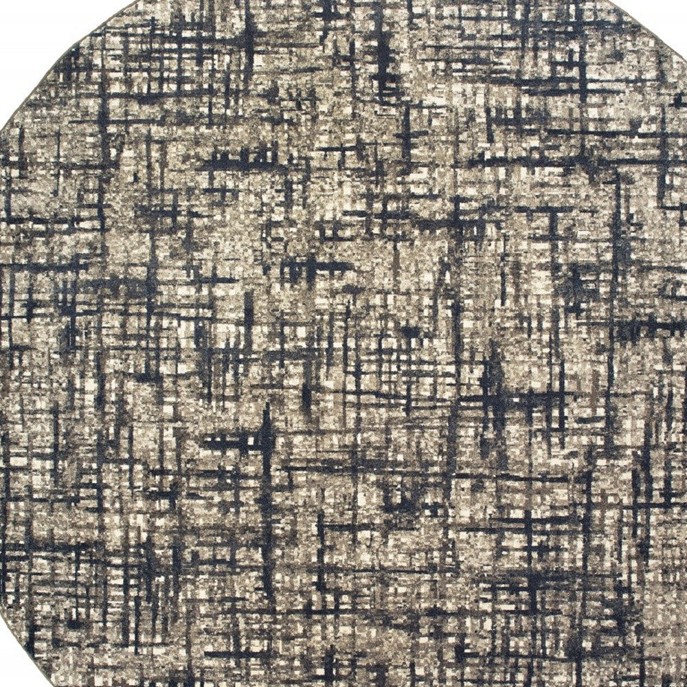 5’X8’ Gray And Navy Abstract Area Rug