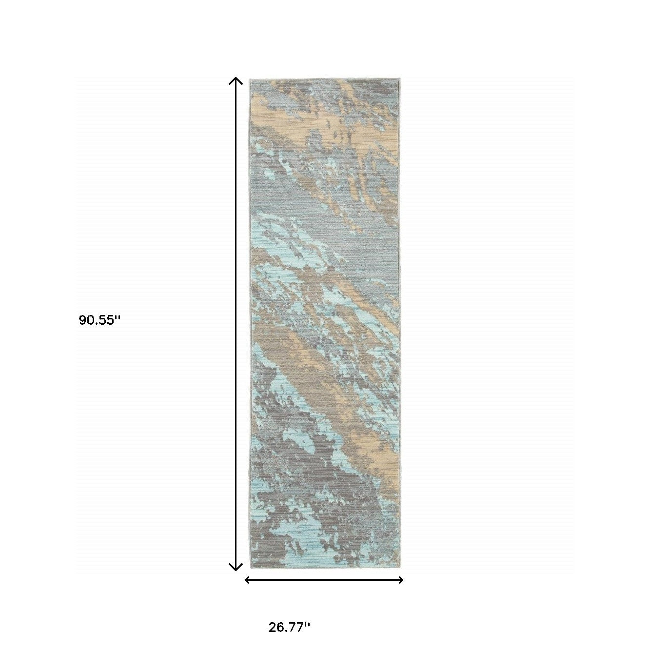 5’X8’ Blue And Gray Abstract Impasto Area Rug