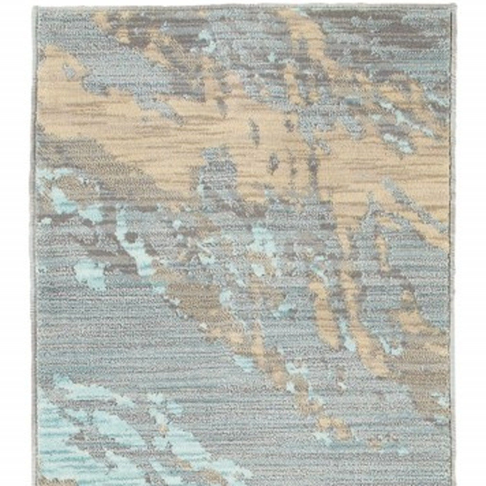 5’X8’ Blue And Gray Abstract Impasto Area Rug