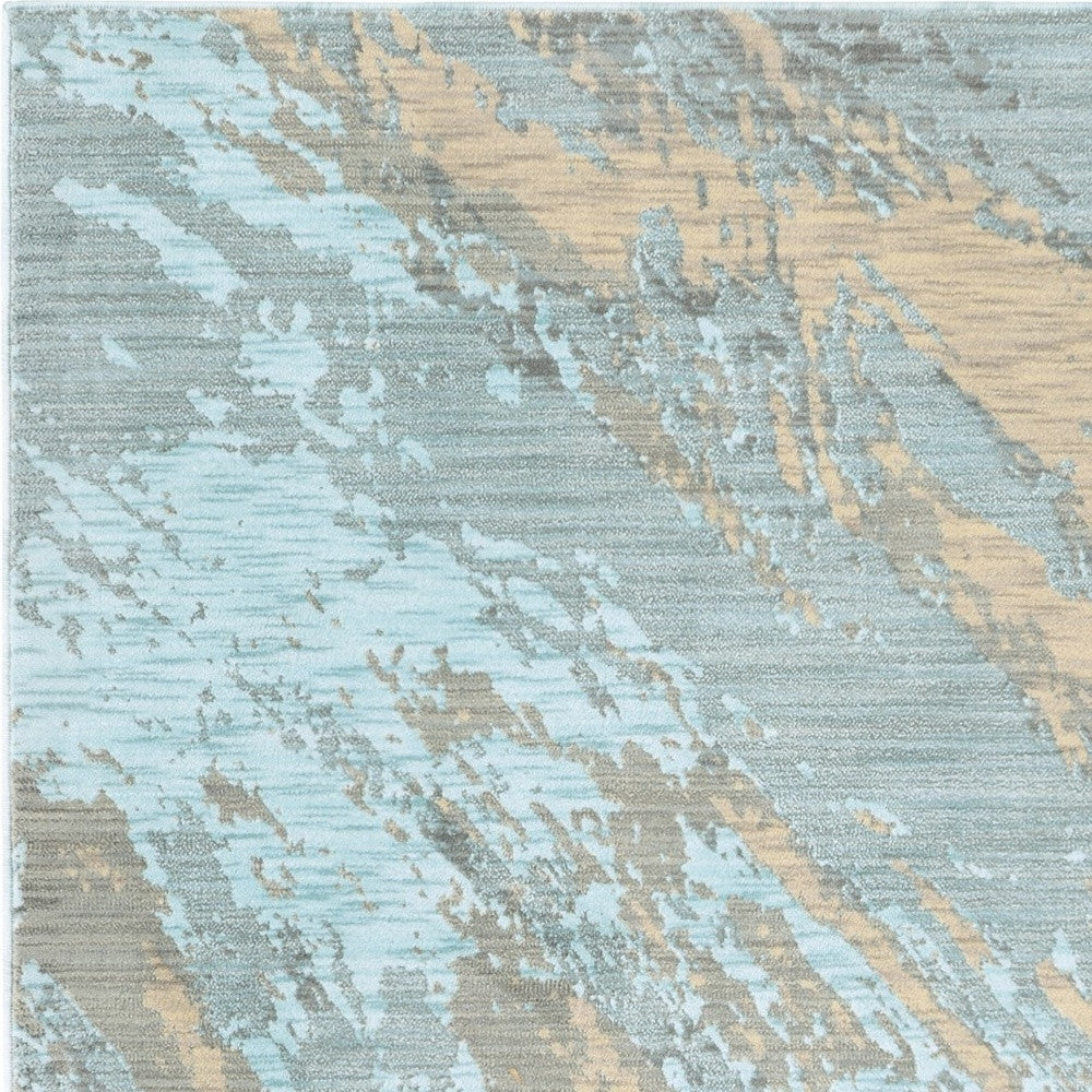 5’X8’ Blue And Gray Abstract Impasto Area Rug