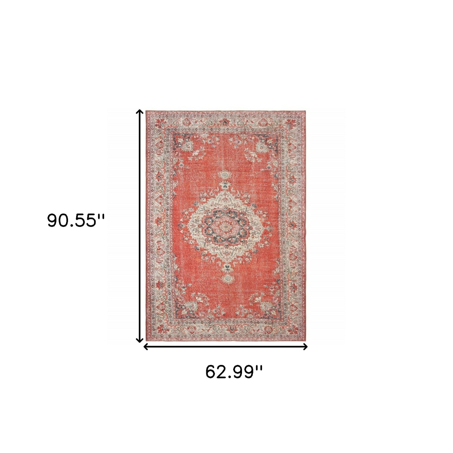 5’X8’ Red And Gray Oriental Area Rug