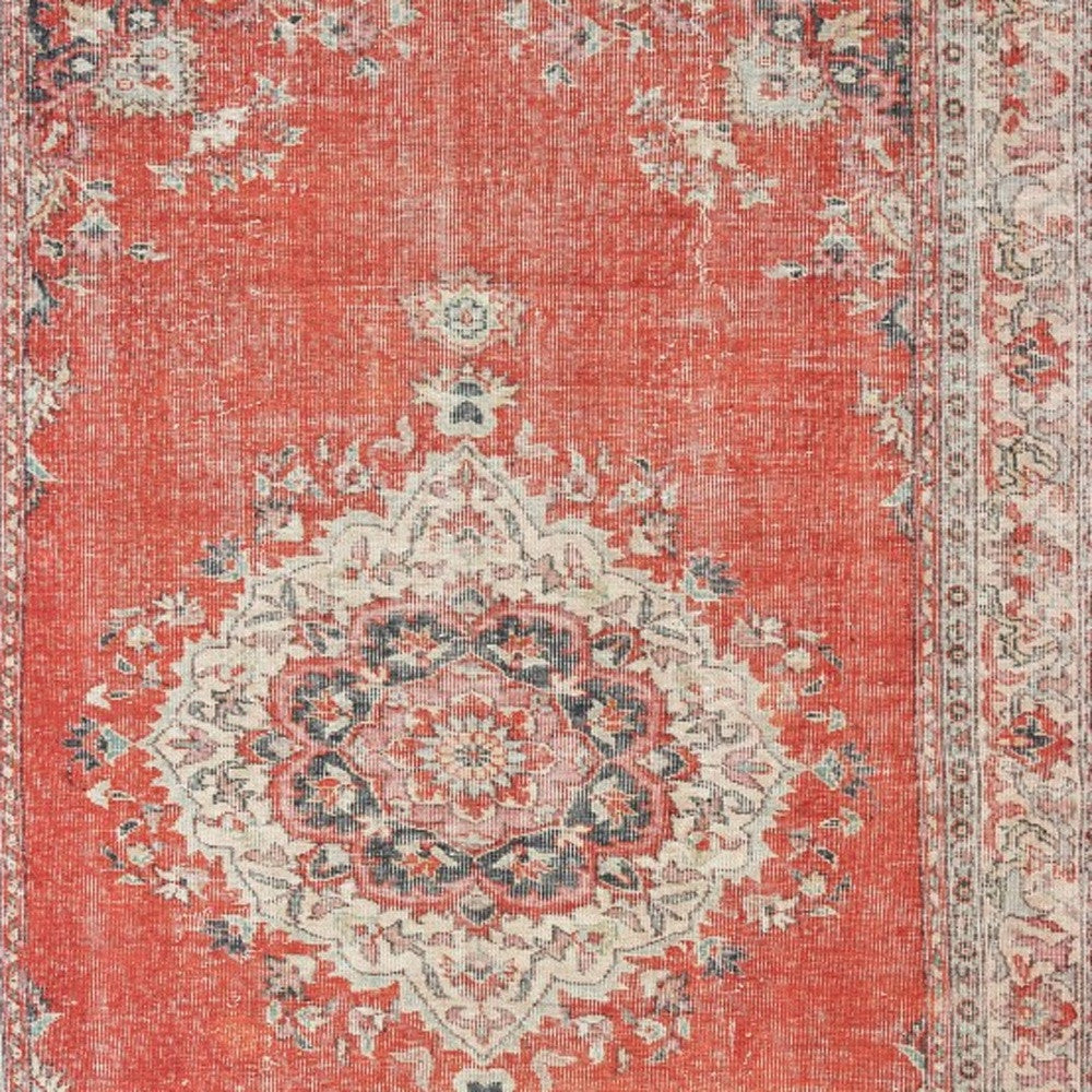 5’X8’ Red And Gray Oriental Area Rug