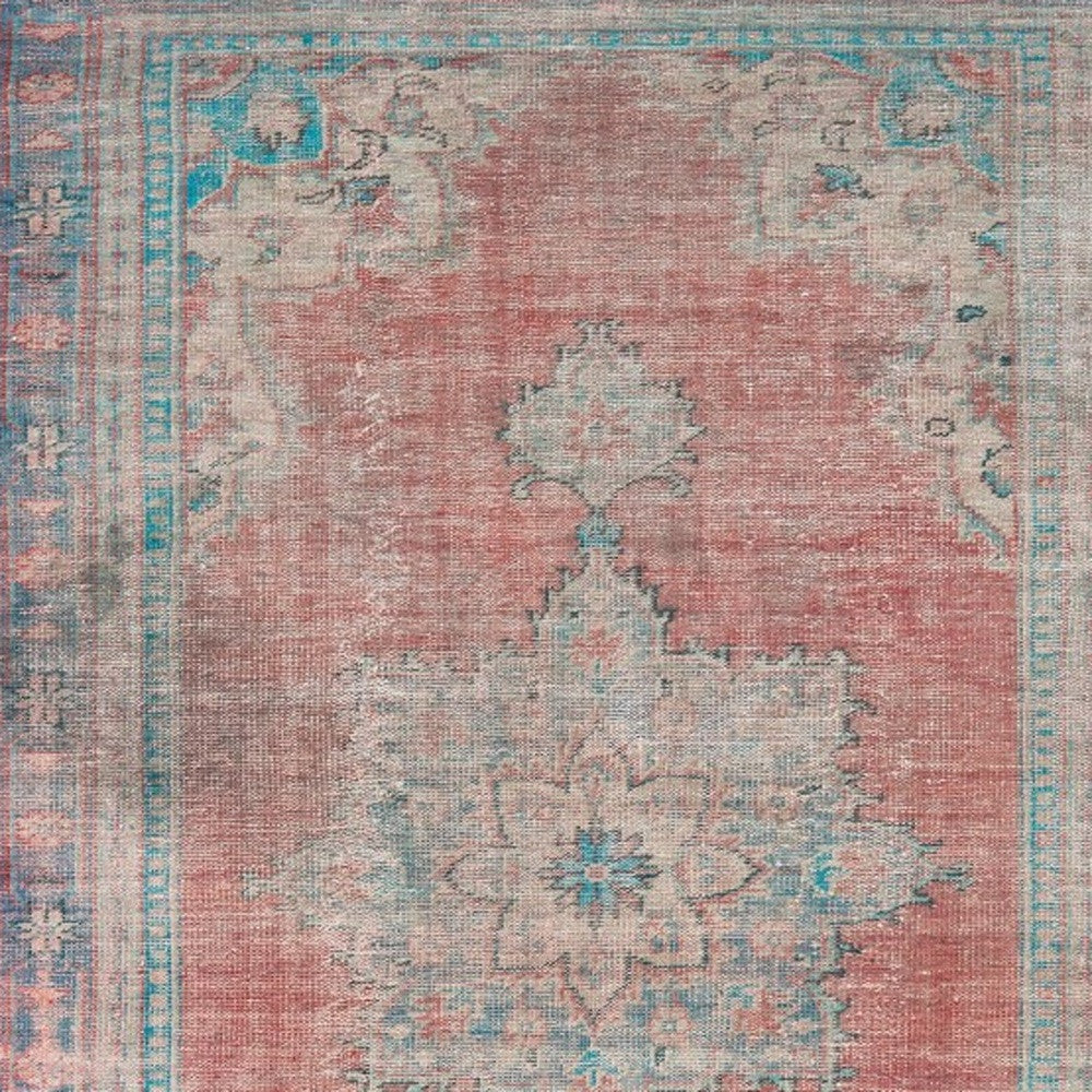 5’X8’ Red And Blue Oriental Area Rug