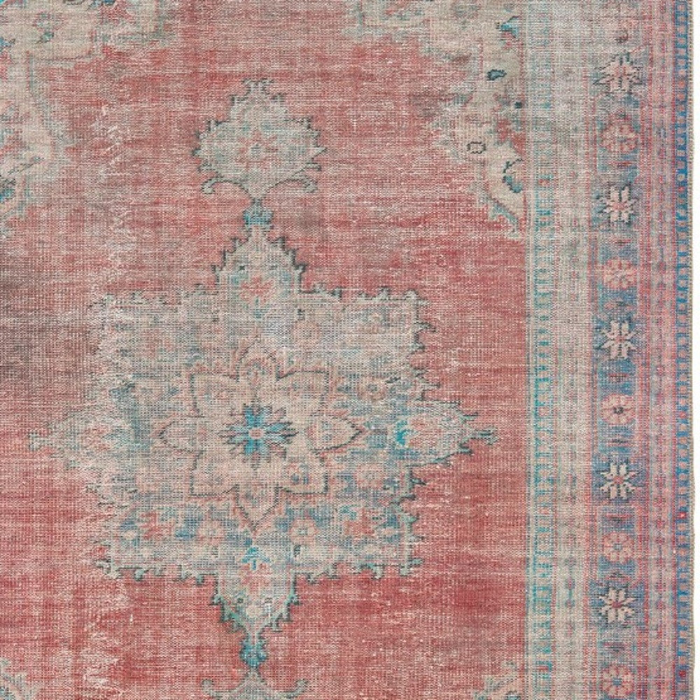5’X8’ Red And Blue Oriental Area Rug