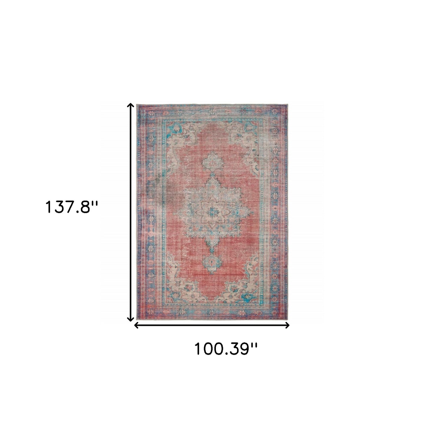5’X8’ Red And Blue Oriental Area Rug