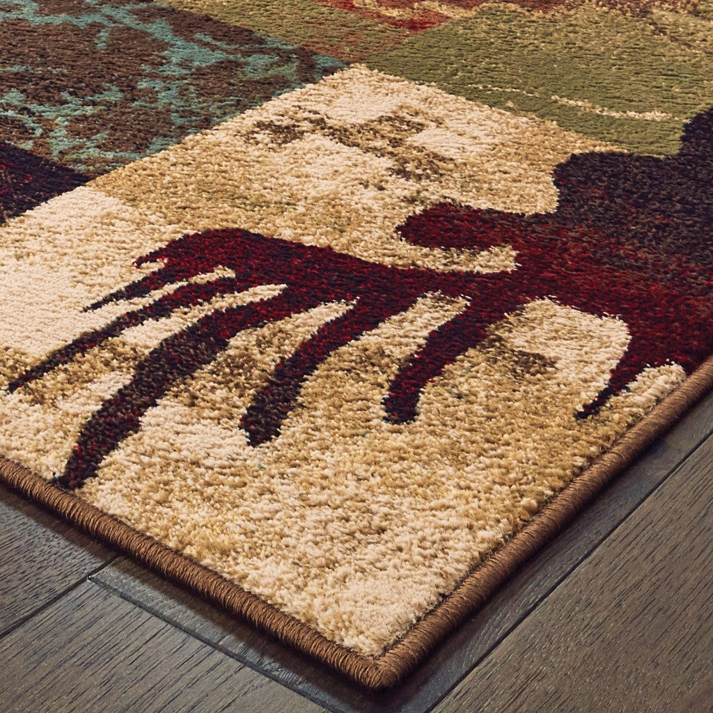 7’X9’ Rustic Brown Animal Lodge Area Rug