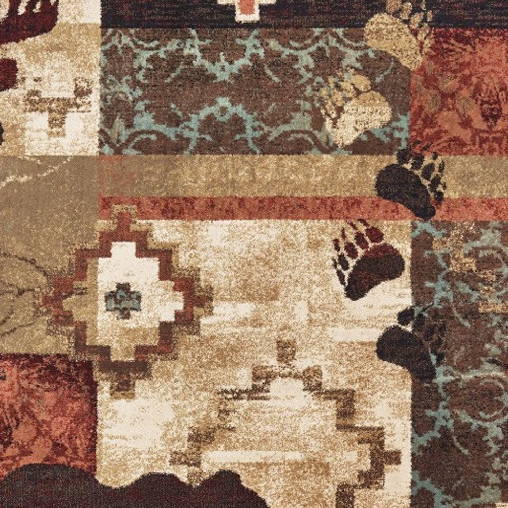 7’X9’ Rustic Brown Animal Lodge Area Rug