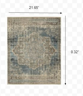 4’X6’ Blue And Ivory Medallion Area Rug