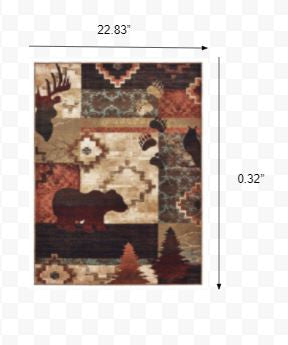 7’X9’ Rustic Brown Animal Lodge Area Rug