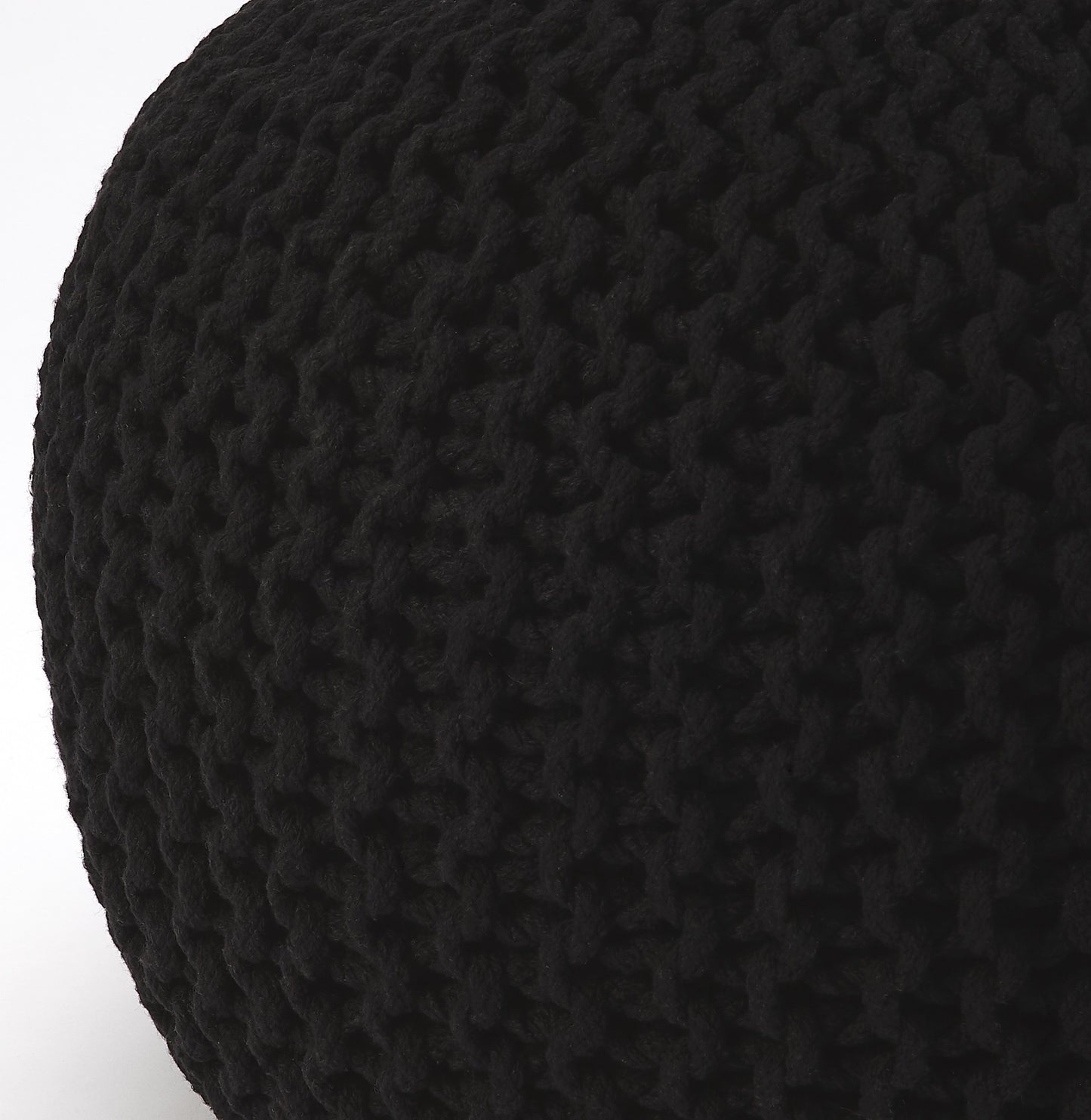 19" Black 100% Cotton Pouf Ottoman