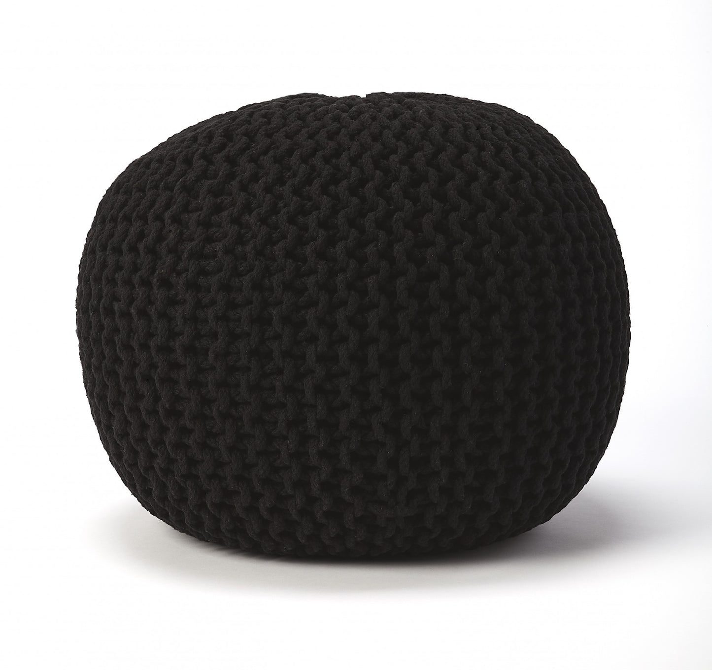 19" Black 100% Cotton Pouf Ottoman