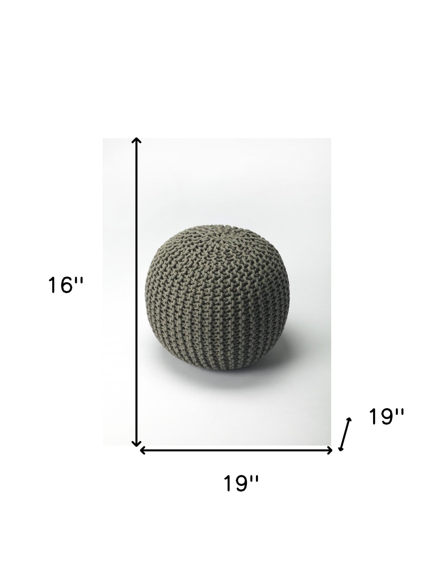 19" Gray Round Pouf Ottoman