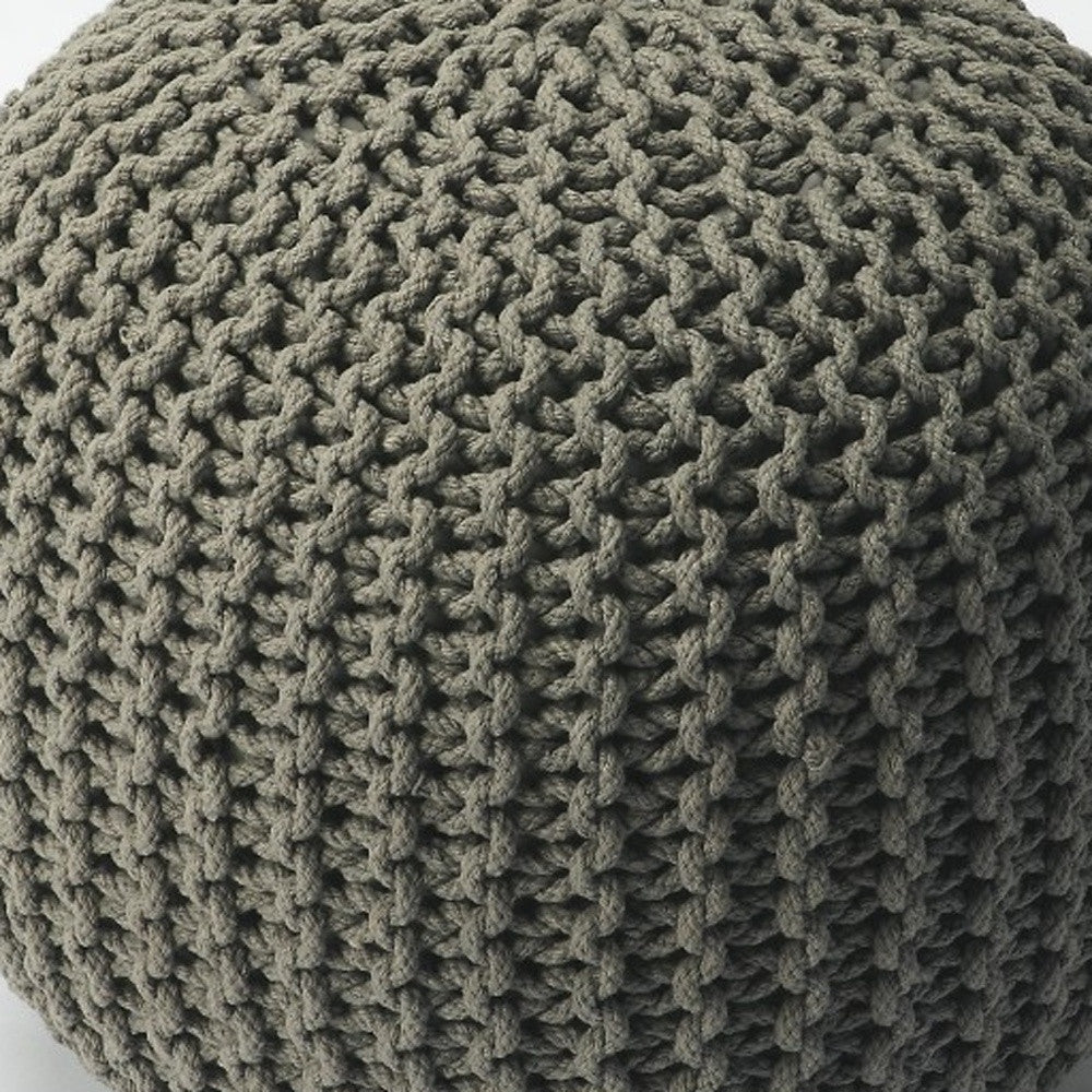 19" Gray Round Pouf Ottoman