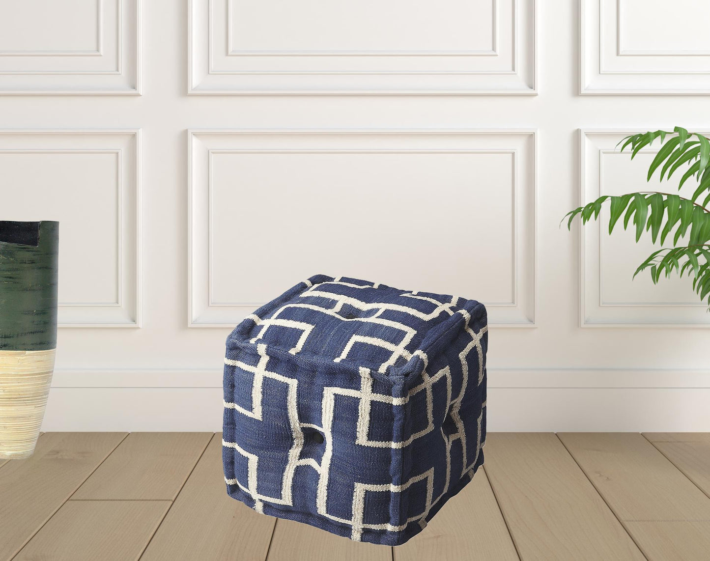 16" Blue Pouf Ottoman