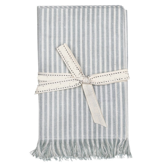 Set Of Eight Navy Blue Stripe Napkins