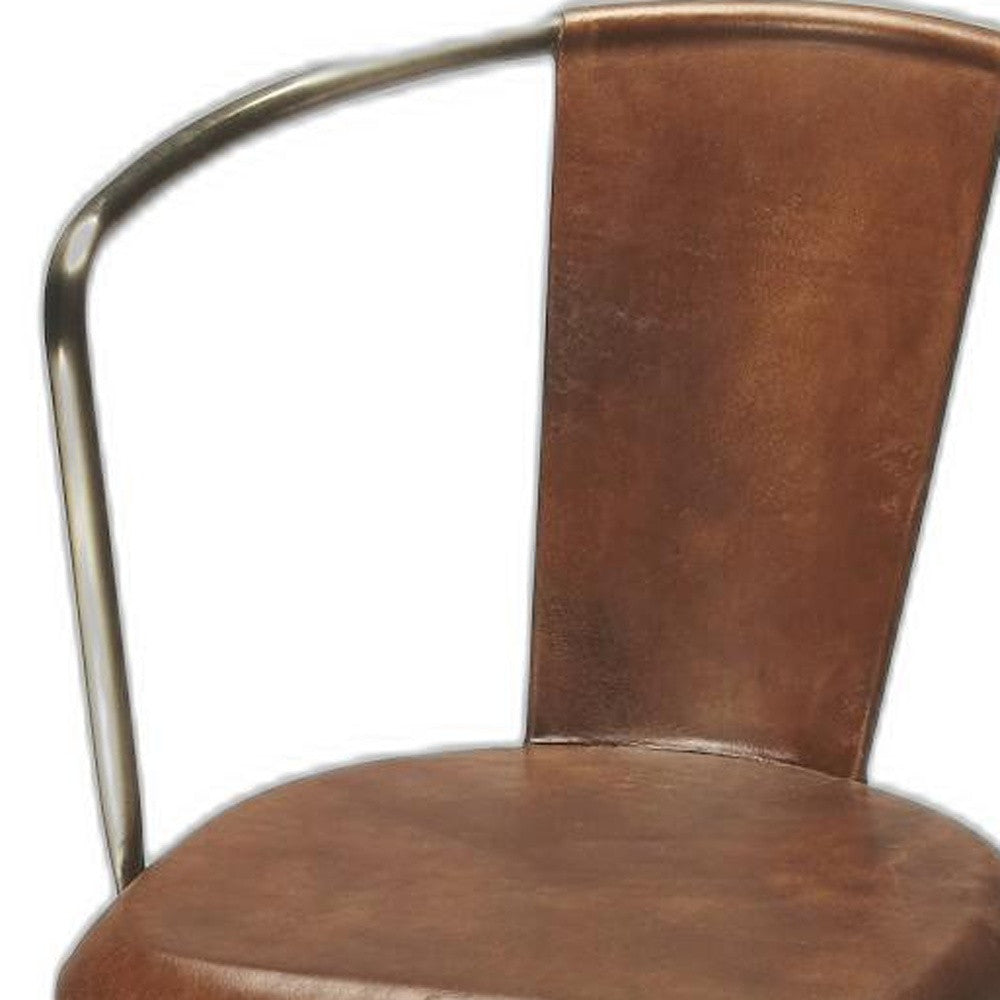 43" Brown And Gold Bar Chair With Footrest