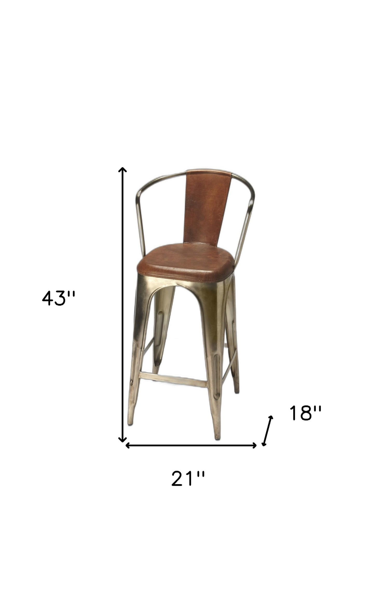 43" Brown And Gold Bar Chair With Footrest