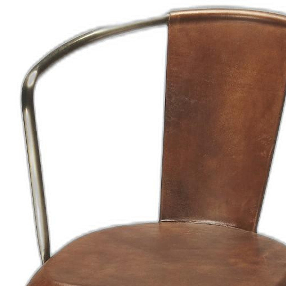 43" Brown And Gold Bar Chair With Footrest