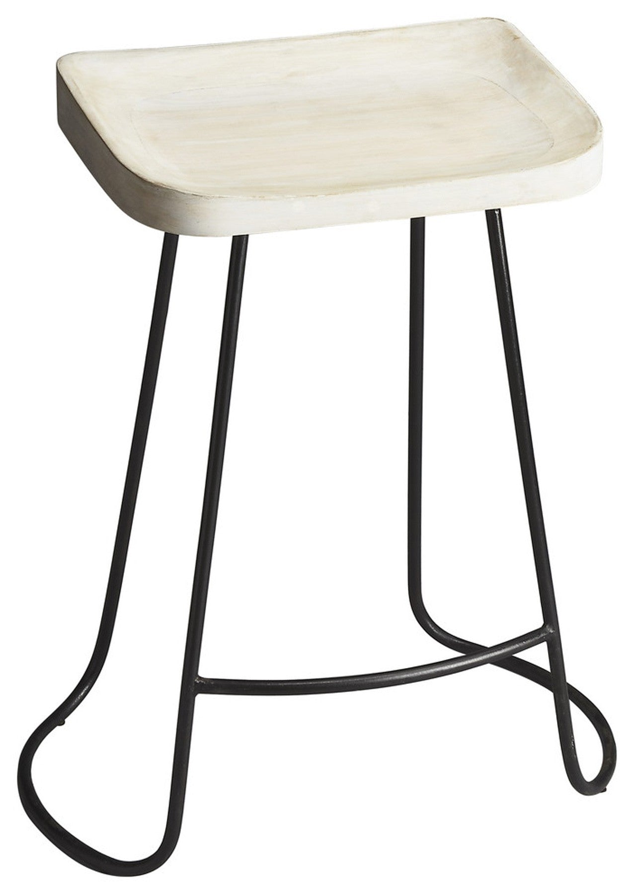 24" Off White And Black Iron Backless Counter Height Bar Chair